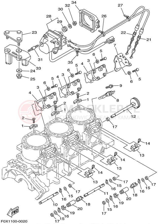 Schemat "Obudowa silnika - cylinder" do Yamaha GP1200R GP1200AZ