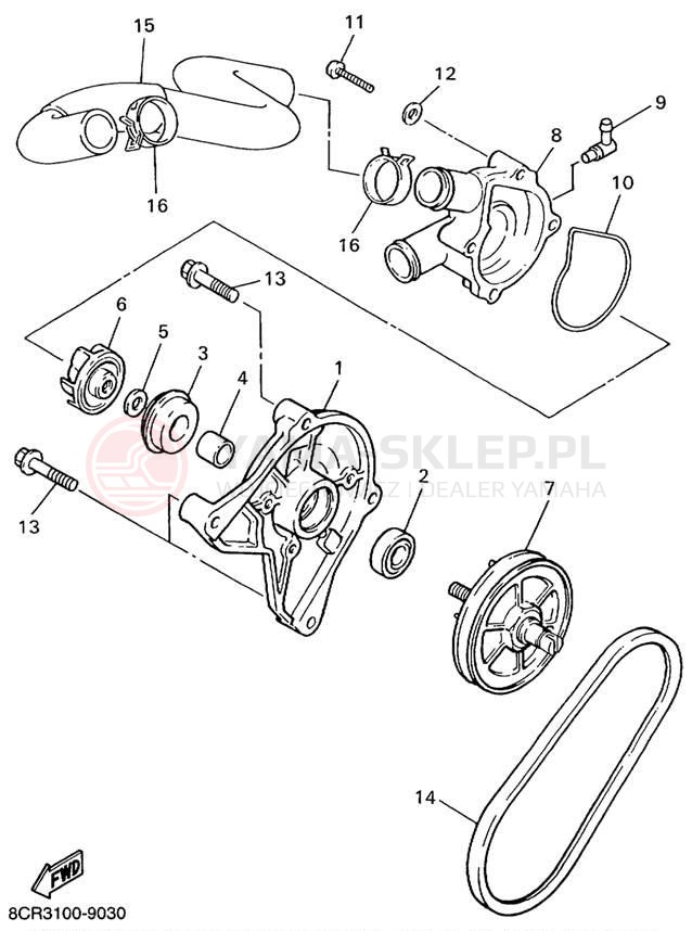 Schemat "Pompa wody" do Yamaha VT500C/VX500ERC