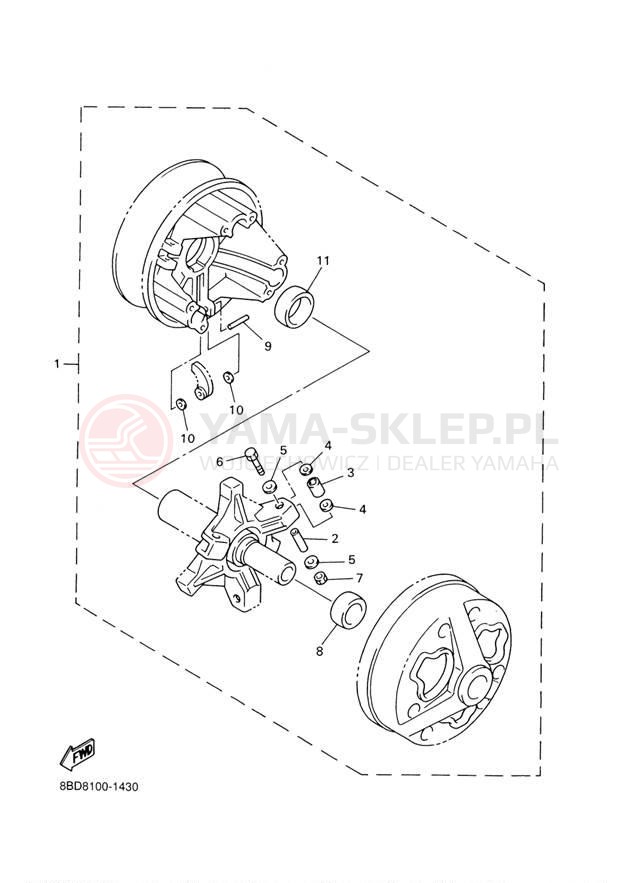 Schemat "Sprzęgło - zestaw regulacji" do Yamaha BRAVO BR250TW