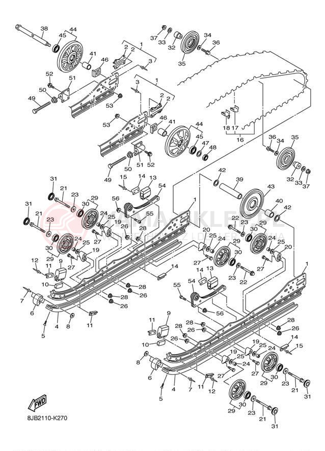 Schemat "Zawieszenie gąsiennicy" do Yamaha RS VECTOR LTX GT RS90LTGTAS