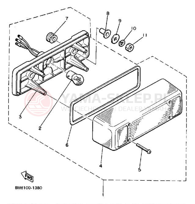 Schemat "lampa tył" do Yamaha SRV SR540N