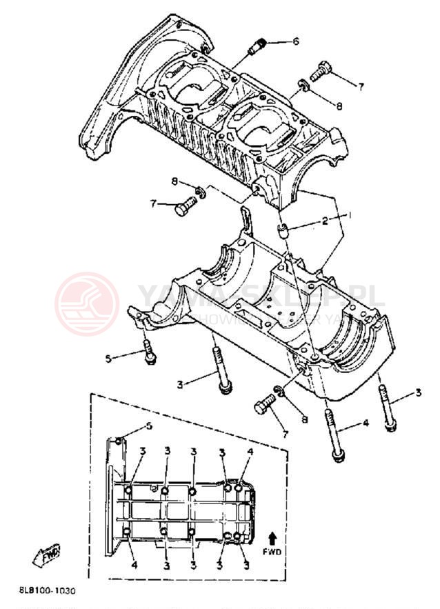 Schemat "Obudowa silnika" do Yamaha SS440 SS440H