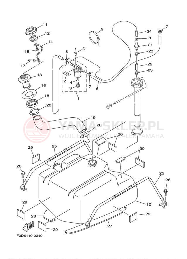 Schemat "zbiornik paliwa" do Yamaha XLT800 XA800AC