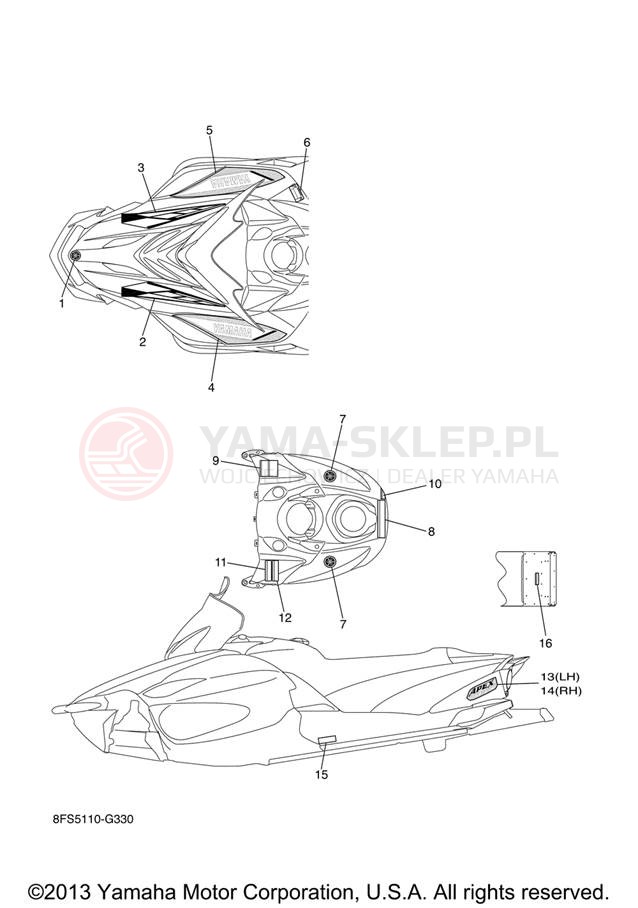 Schemat "naklejki" do Yamaha APEX MTX RX10MTXL
