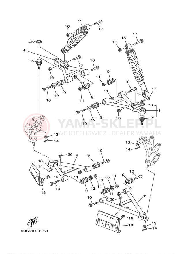 Schemat "Koło przód" do Yamaha RHINO 660 YXR66FW