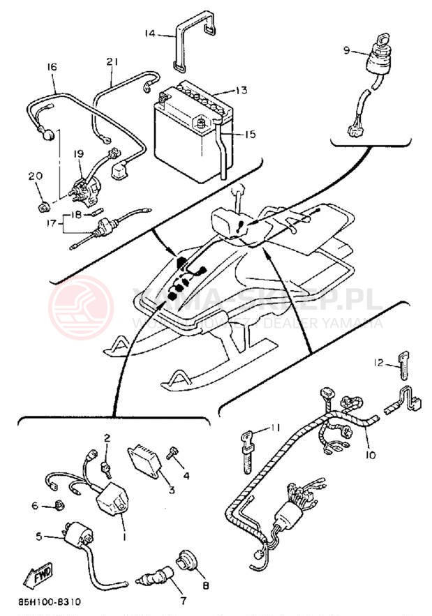 Schemat "układ elektryczny" do Yamaha SNOSCOOT (ELEC START) SV80EM