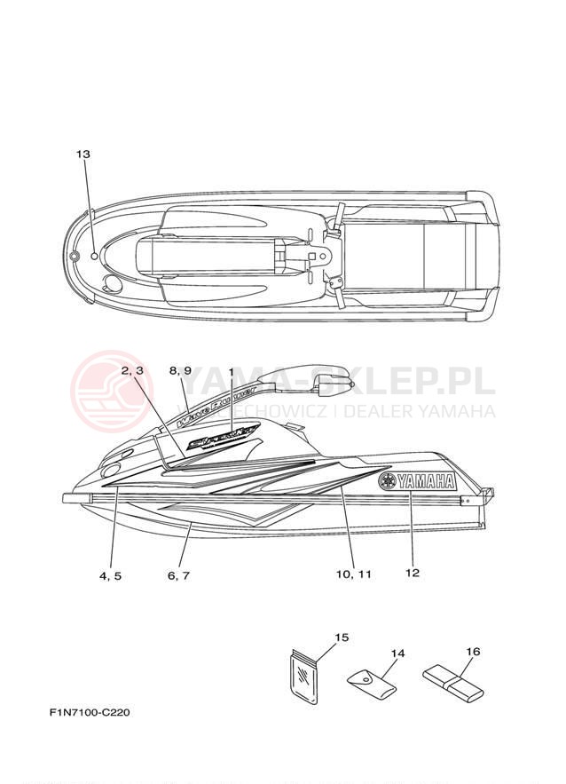 Schemat "naklejki" do Yamaha SuperJet SJ700BD