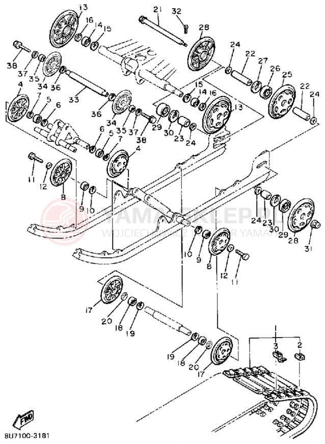 Schemat "Zawieszenie gąsiennicy" do Yamaha SR540RSR