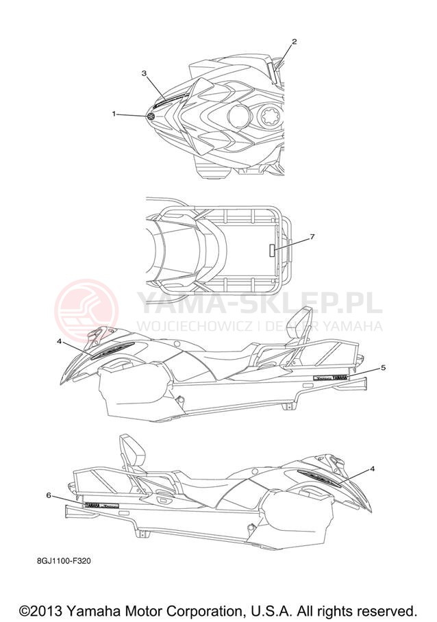 Schemat "naklejki" do Yamaha VENTURE LITE PZ50VTXL/PZ50VTXR