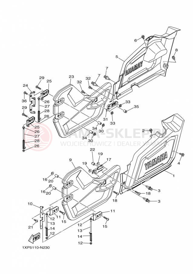Schemat "Pokrywa boczna" do Yamaha VIKING EPS YXM700PFG/YXM700PFR
