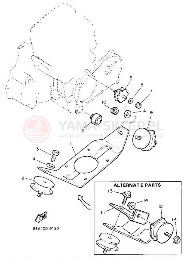Schemat "Mocowanie silnika" do Yamaha BRAVO LT (LONG TRACK) BR250TR