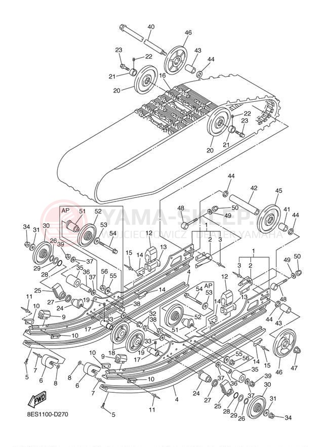 Schemat "Zawieszenie gąsiennicy" do Yamaha RS Vector RS90K