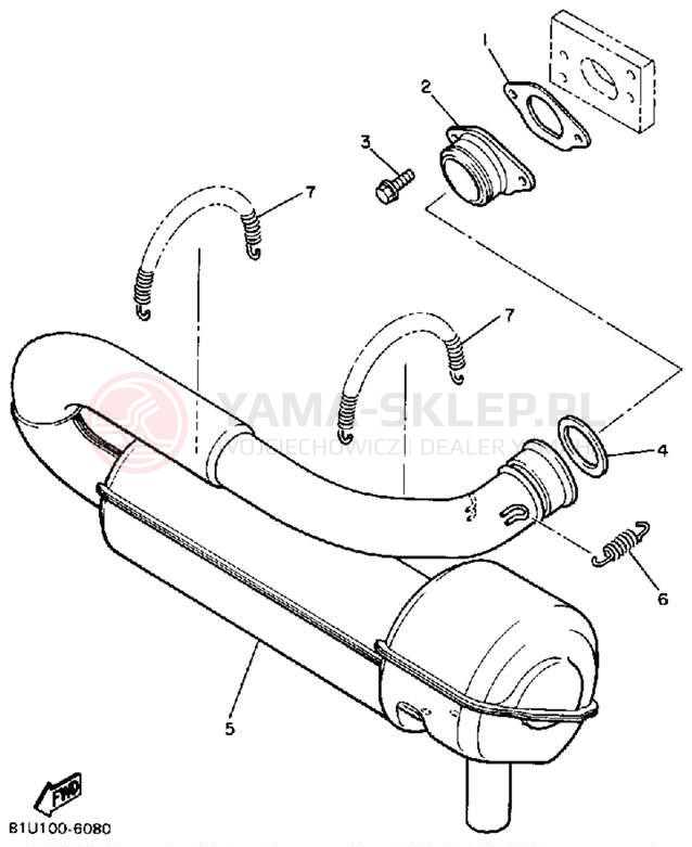 Schemat "Wydech końcowy" do Yamaha BRAVO T (LONG TRACK) BR250TN