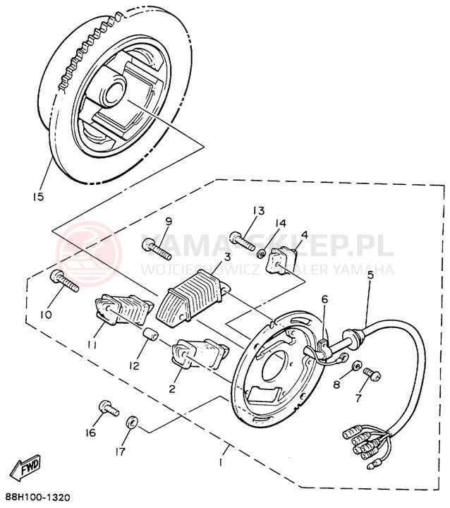 Schemat "prądnica" do Yamaha VENTURE GT VT480GTS