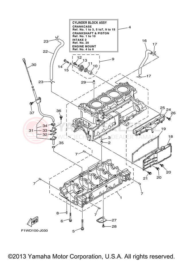Schemat "Obudowa silnika" do Yamaha FX SUPER HIGH OUTPUT FX1800J