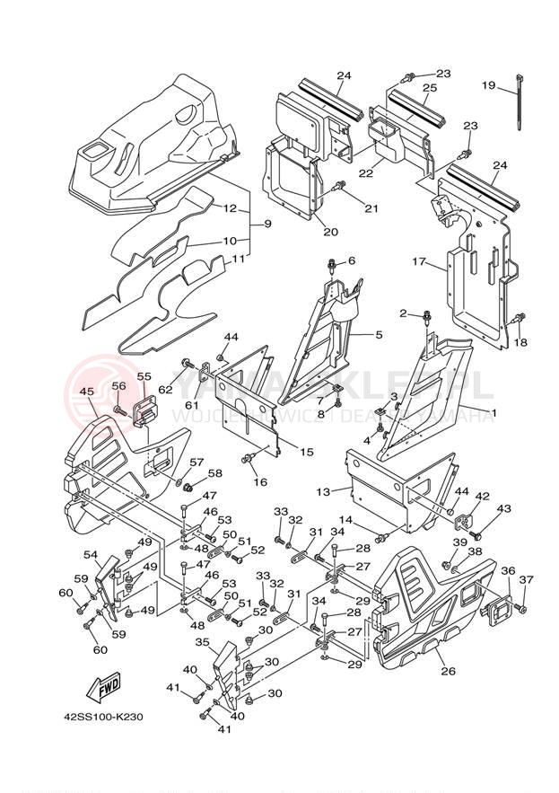Schemat "Pokrywa boczna" do Yamaha RHINO 700 YXR7FBGR/YXR7FBL