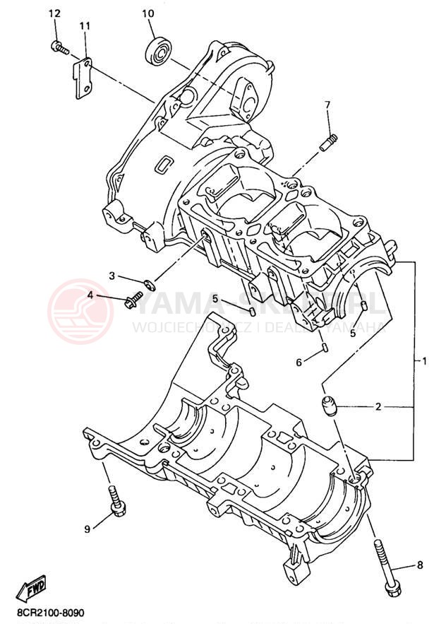 Schemat "Obudowa silnika" do Yamaha VMAX 500 XT VX500XTB