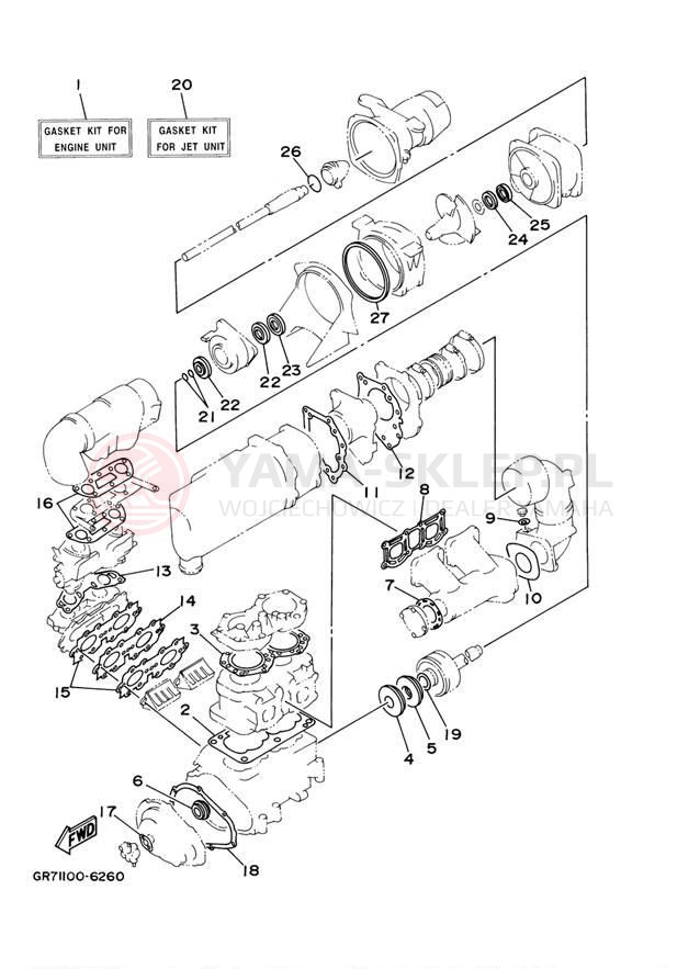 Schemat "Zestaw naprawczy" do Yamaha SUPER JET SJ700BA