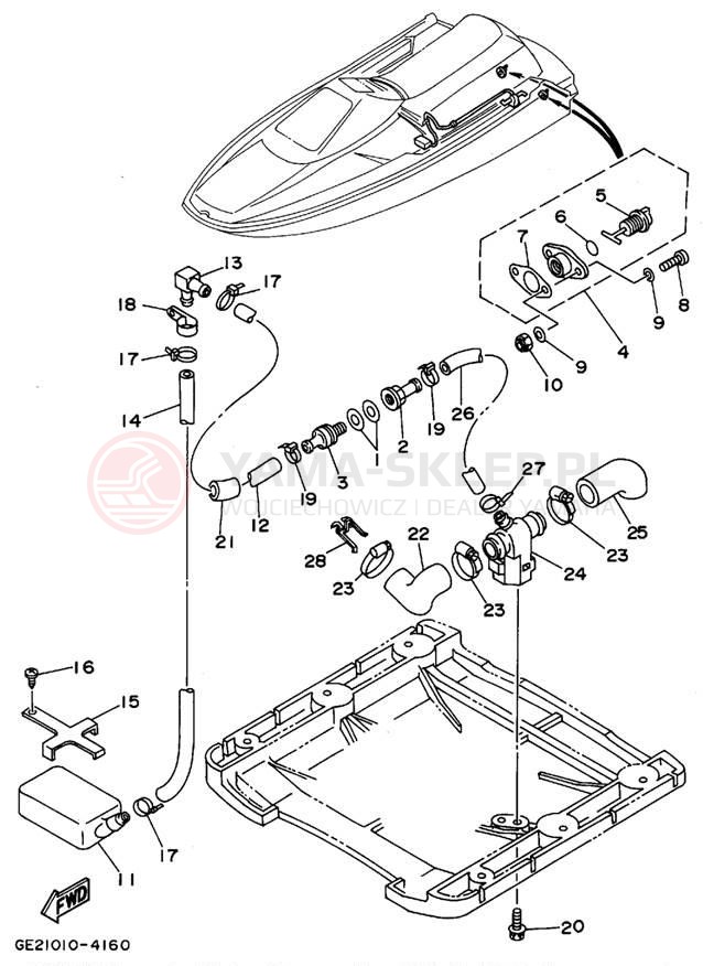 Schemat "HULL & DECK" do Yamaha WAVE RUNNER III GP WRA700T