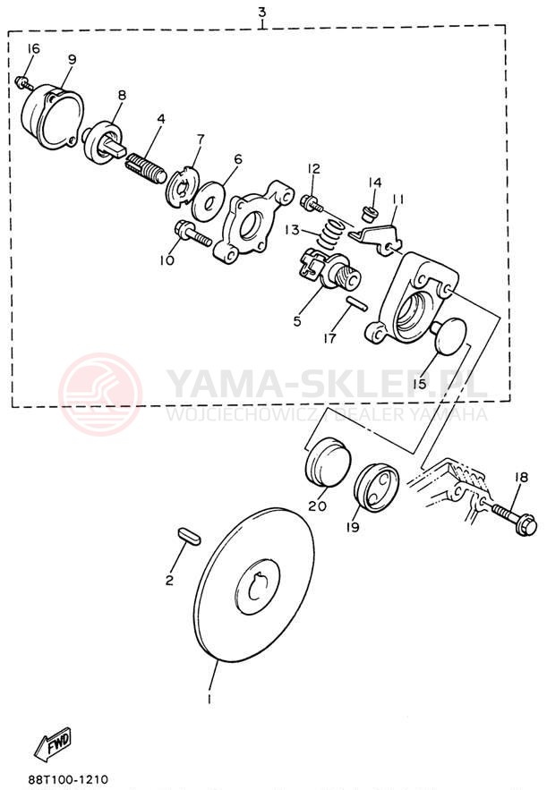 Schemat "hamulec" do Yamaha VENTURE TR VT480TRW
