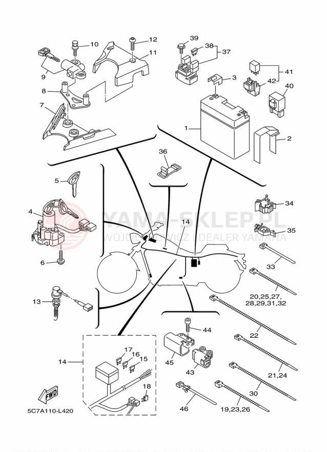 Schemat "układ elektryczny" do Yamaha RAIDER XV19CFCGY/XV19CFGY