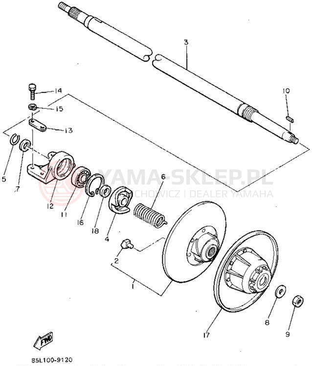 Schemat "Przeniesienie napędu" do Yamaha OVATION LE CS340EU