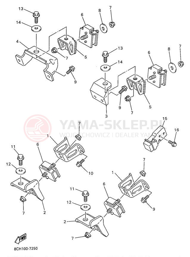 Schemat "Mocowanie silnika" do Yamaha MOUNTAIN MAX 700 MM700A/MM600A