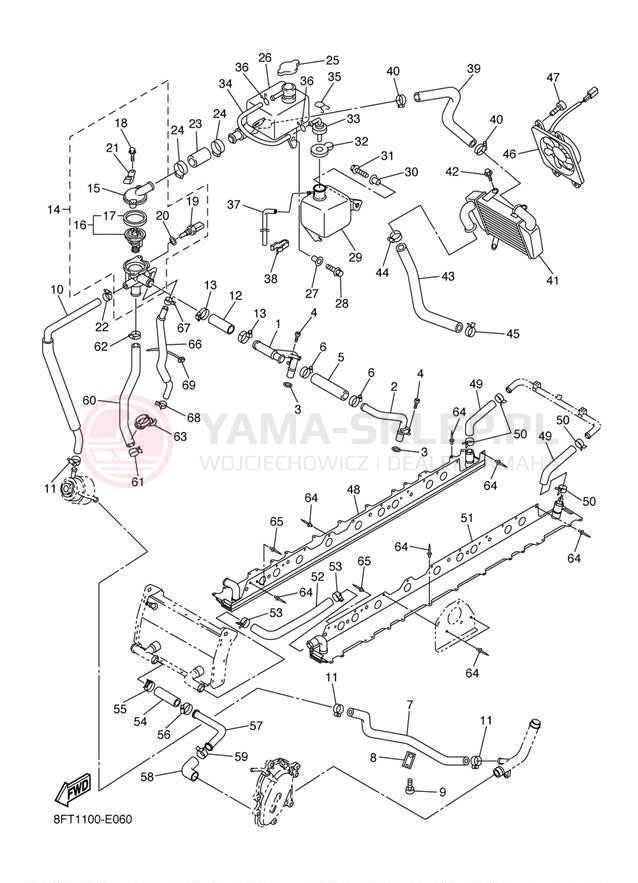 Schemat "Układ chlodzenia" do Yamaha ATTAK RXW10L