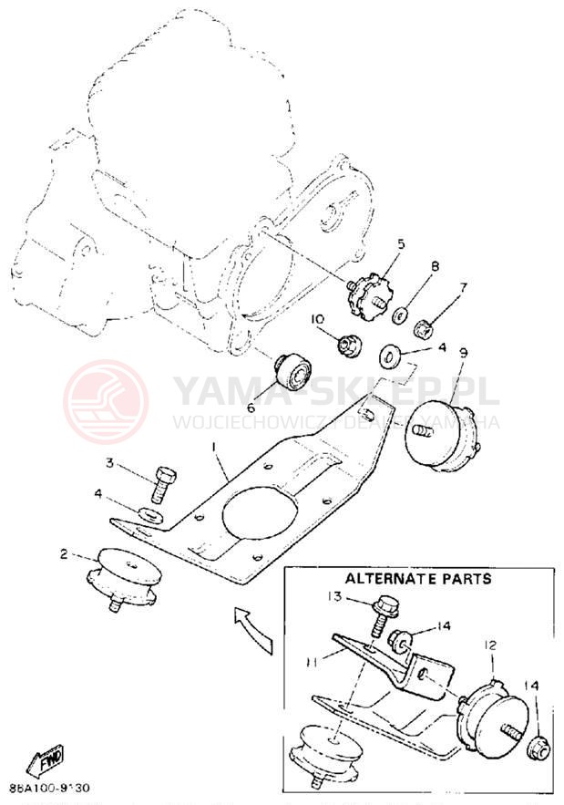 Schemat "Mocowanie silnika" do Yamaha BRAVO LT (LONG TRACK) BR250TT