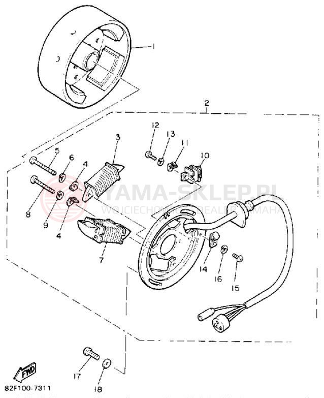 Schemat "prądnica" do Yamaha BRAVO LT (LONG TRACK) BR250TT