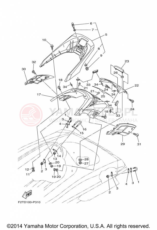 Schemat "Siedzenie i schowek" do Yamaha WAVERUNNER FX HO FB1800P