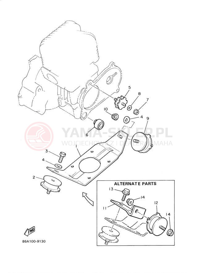 Schemat "Mocowanie silnika" do Yamaha BR250TY