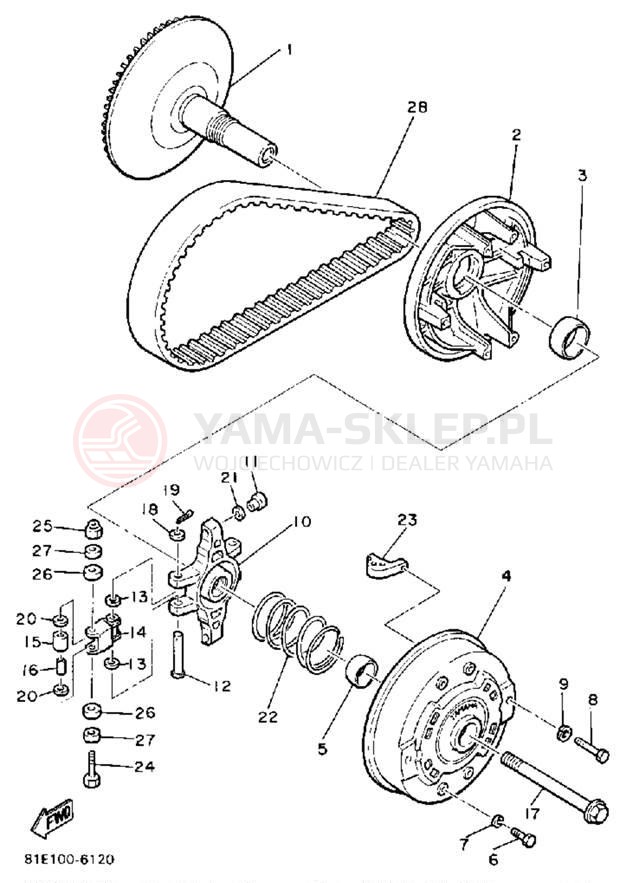 Schemat "PRIMARY SHEAVE" do Yamaha CF300M