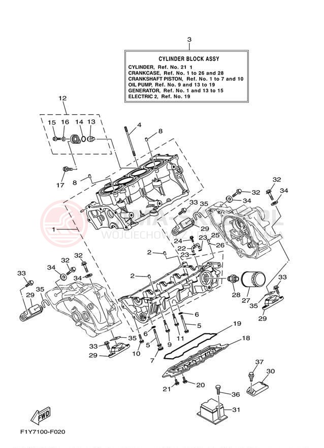 Schemat "Obudowa silnika" do Yamaha FX1000AF