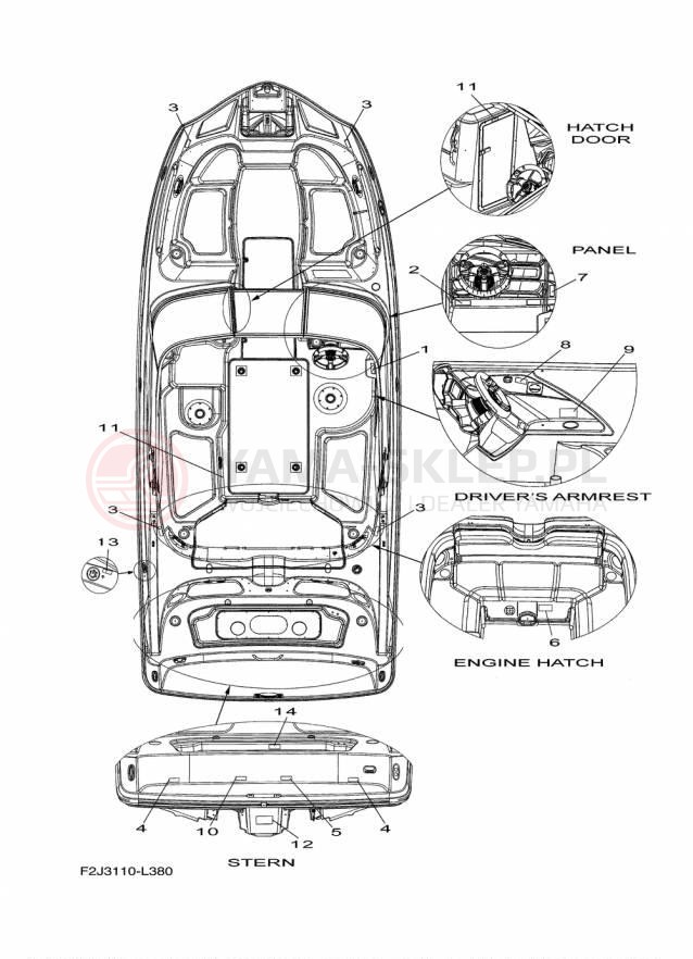 Schemat "naklejki" do Yamaha 212SS XAT1800DP/XAT1800CP