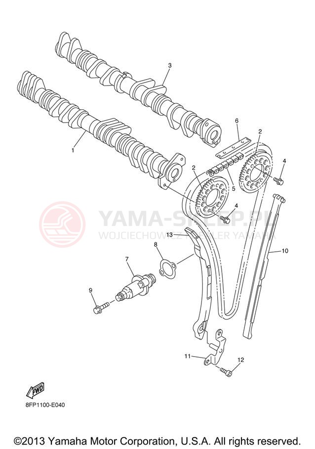 Schemat "Rozrząd - łańcuszek" do Yamaha APEX RTX RX10RTRXB