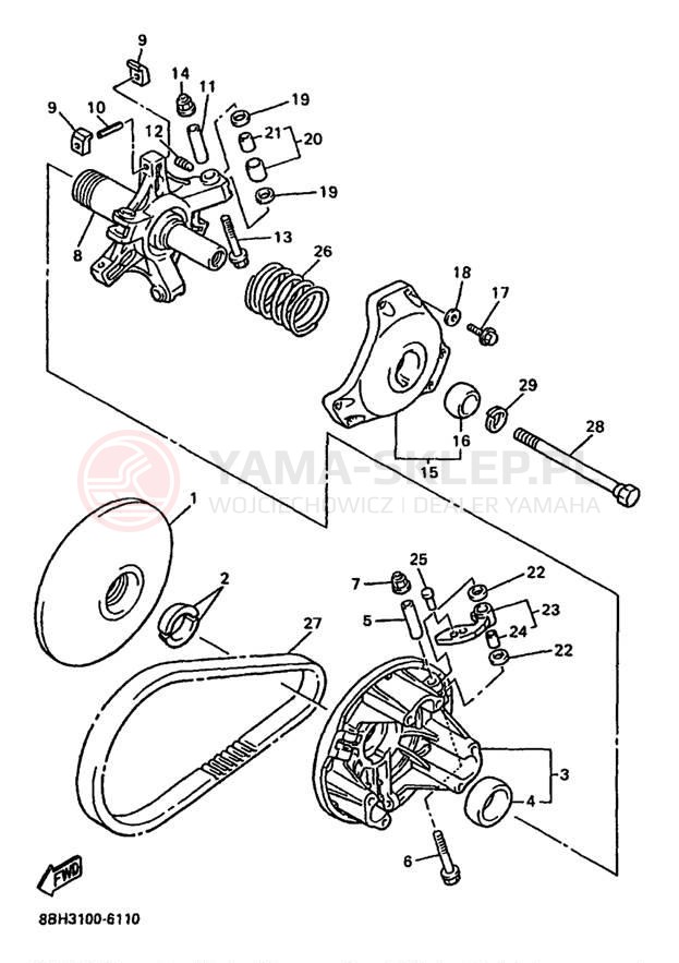 Schemat "PRIMARY SHEAVE" do Yamaha PHAZER SS PZ480A