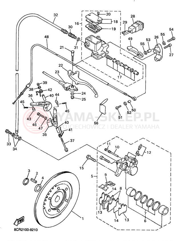 Schemat "hamulec" do Yamaha VENTURE 500 VT500B/VT600B