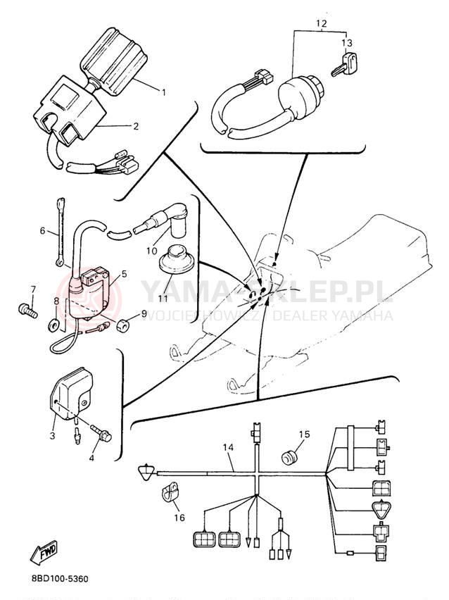 Schemat "układ elektryczny" do Yamaha BRAVO LT BR250TA