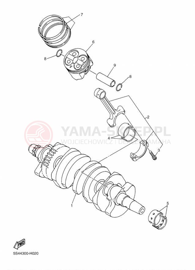 Schemat "Wał korbowy, tłok" do Yamaha FZ6R FZ6RFCR/FZ6RFR