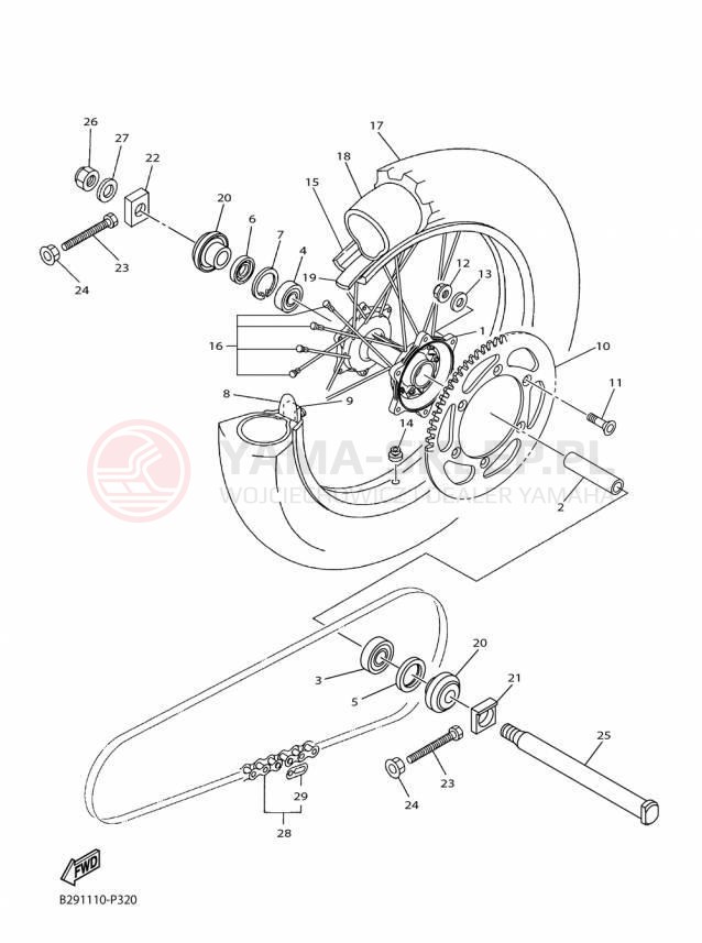 Schemat "Koło tył" do Yamaha YZ250FX YZ250FXF