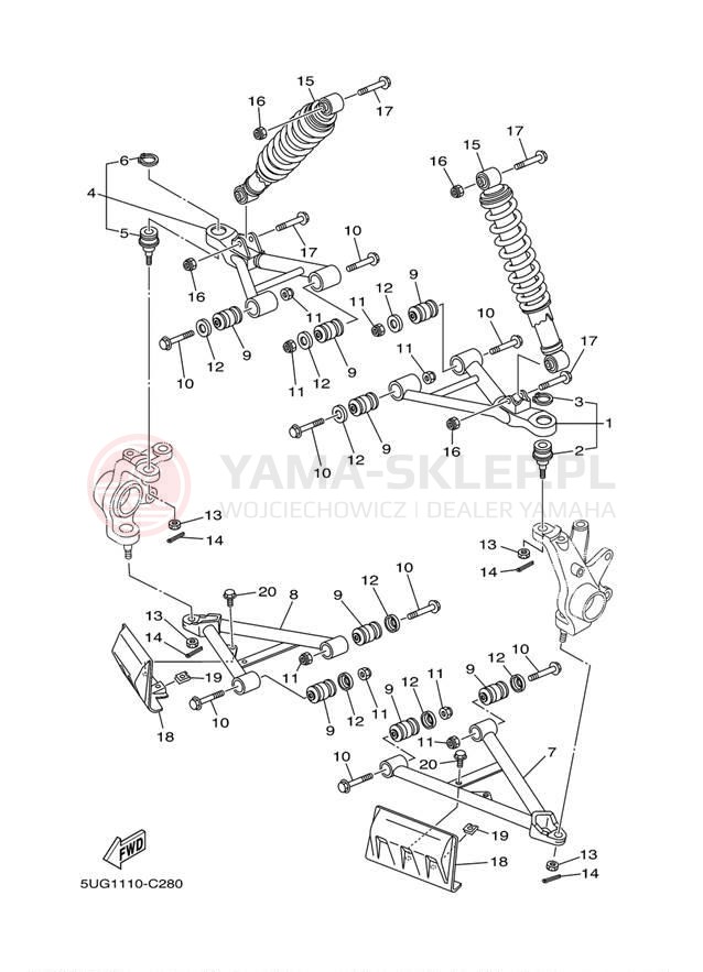 Schemat "Koło przód" do Yamaha RHINO YXR660FAT