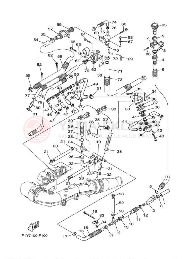 Schemat "Wydech końcowy" do Yamaha FX1000-F