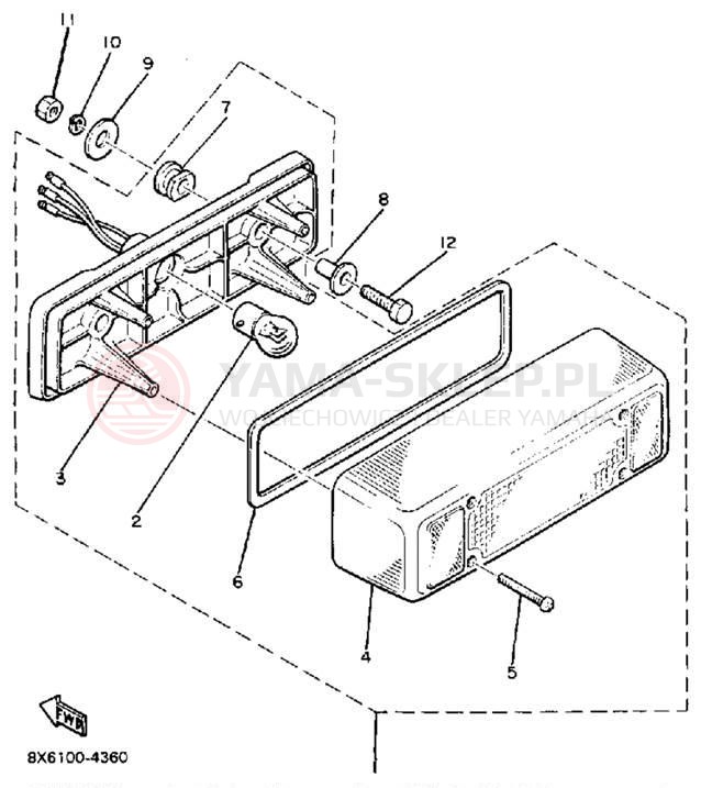 Schemat "lampa tył" do Yamaha V-MAX VMX540H