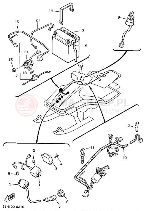Schemat "układ elektryczny" do Yamaha SNOSCOOT (ELEC START) SV80EP