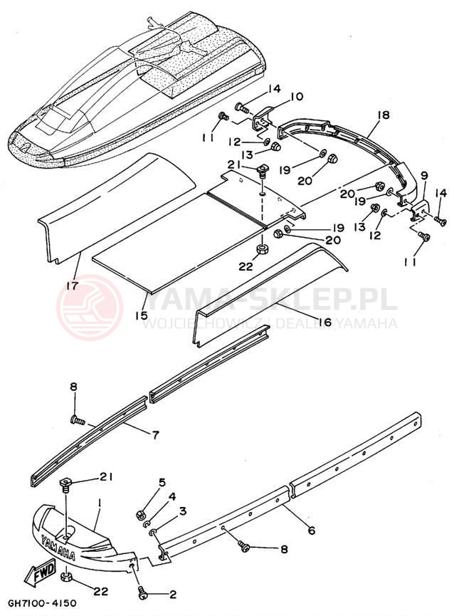 Schemat "GUNWALE - MAT" do Yamaha SUPER JET SJ700T
