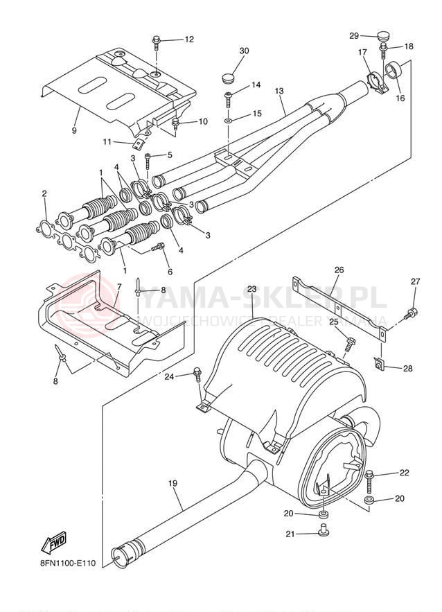 Schemat "Wydech końcowy" do Yamaha VK PROFESSIONAL VK10W