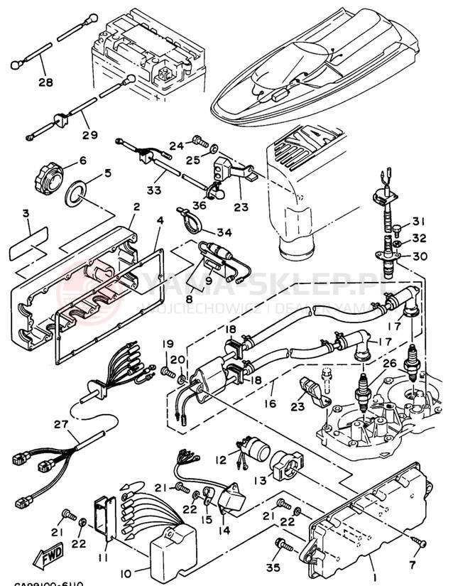Schemat "układ elektryczny" do Yamaha WAVE RUNNER III WRA650U