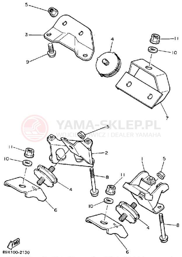 Schemat "Mocowanie silnika" do Yamaha ENTICER II LT ET410TRS
