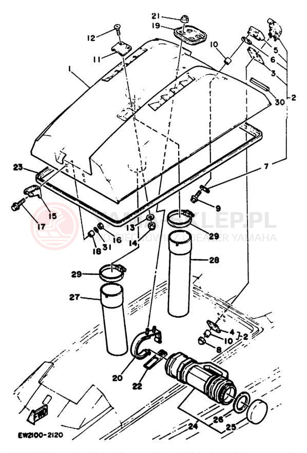 Schemat "HULL & DECK" do Yamaha SUPER JET SJ650Q